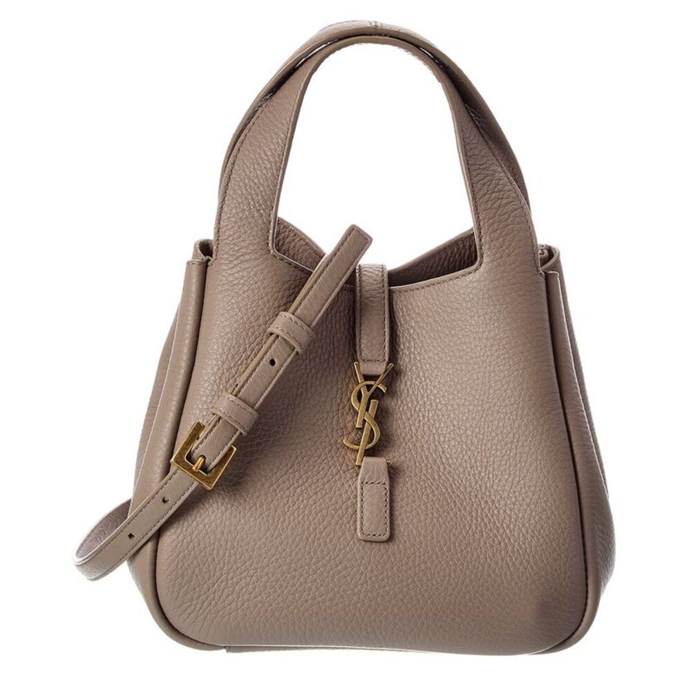 Saint Laurent Baby Leather Bucket Bag, Beige